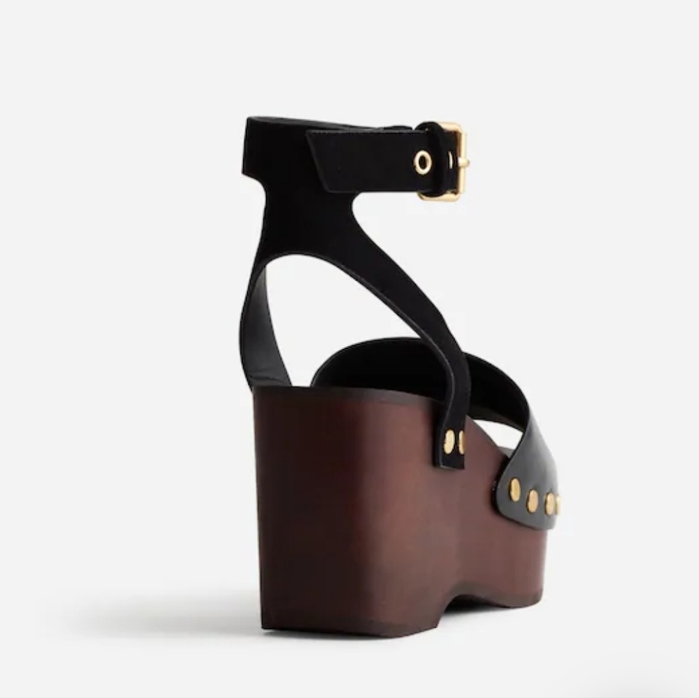 Madewell The Anouk Platform Clog Sandal NU631 Size 7.5 Leather Wood - Picture 3 of 13